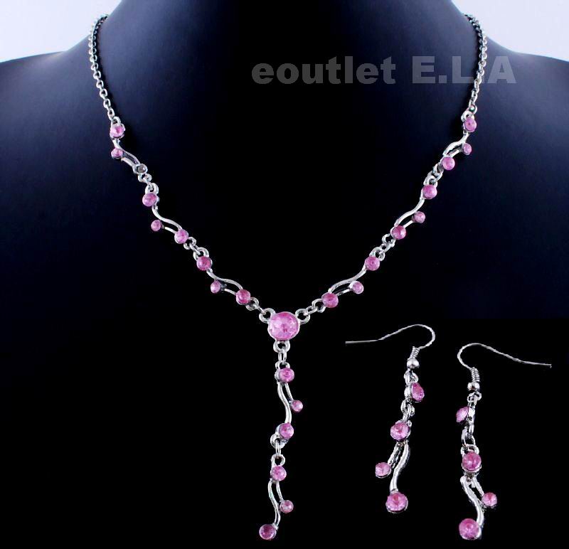 BUBBLE RHINESTONES NECKLACE N EARRINGS SET